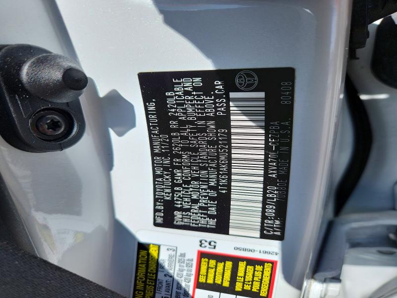 Aukcja sprzedaży 2021 Toyota Camry, vin: 4T1K61AK6MU521179, numer aukcji: 60517246