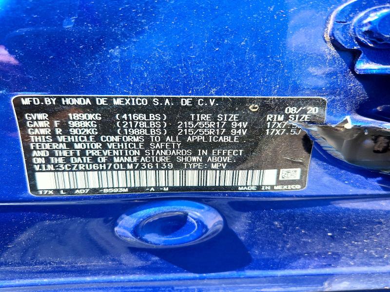 Продажа на аукционе авто 2020 Honda Hr-v, vin: 3CZRU6H70LM736139, номер лота: 62745286