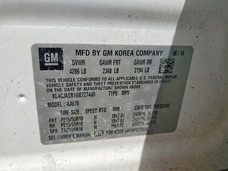 Продажа на аукционе авто 2016 Buick Encore, vin: KL4CJASB1GB727400, номер лота: 61032626