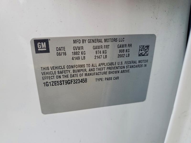 2016 Chevrolet Malibu მანქანა იყიდება აუქციონზე, vin: 1G1ZE5ST9GF323458, აუქციონის ნომერი: 59325396