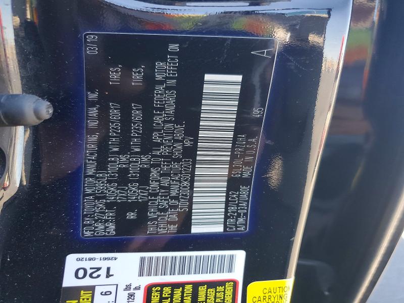 2019 Toyota Sienna მანქანა იყიდება აუქციონზე, vin: 5TDYZ3DC8KS012203, აუქციონის ნომერი: 61482036