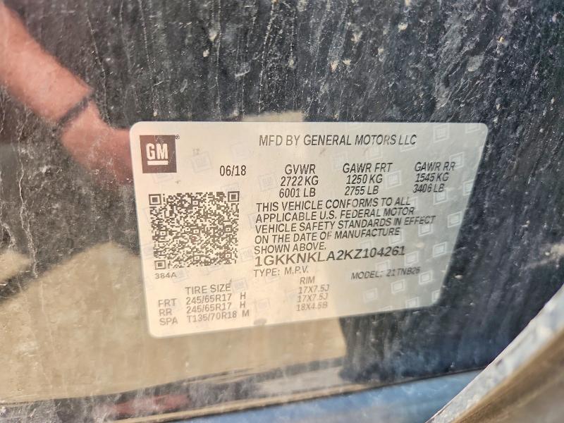 2019 Gmc Acadia მანქანა იყიდება აუქციონზე, vin: 1GKKNKLA2KZ104261, აუქციონის ნომერი: 62403546