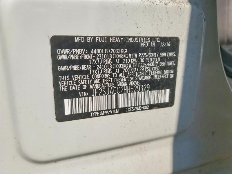Продаж на аукціоні авто 2017 Subaru Forester, vin: JF2SJAGC2HH529329, номер лоту: 62999036