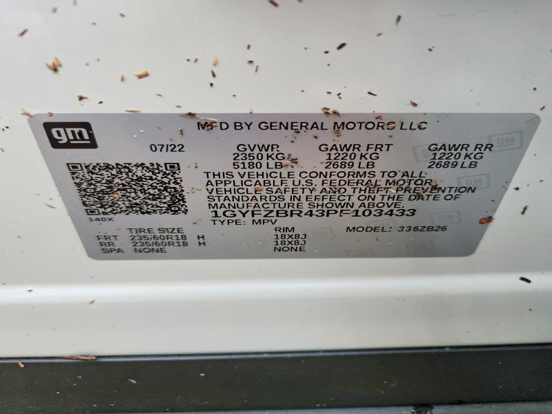 61520946 :رقم المزاد ، 1GYFZBR43PF103433 vin ، 2023 Cadillac Xt4 مزاد بيع