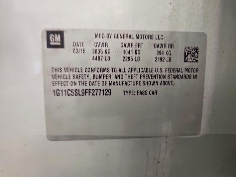 Продажа на аукционе авто 2015 Chevrolet Malibu, vin: 1G11C5SL9FF277129, номер лота: 62346706