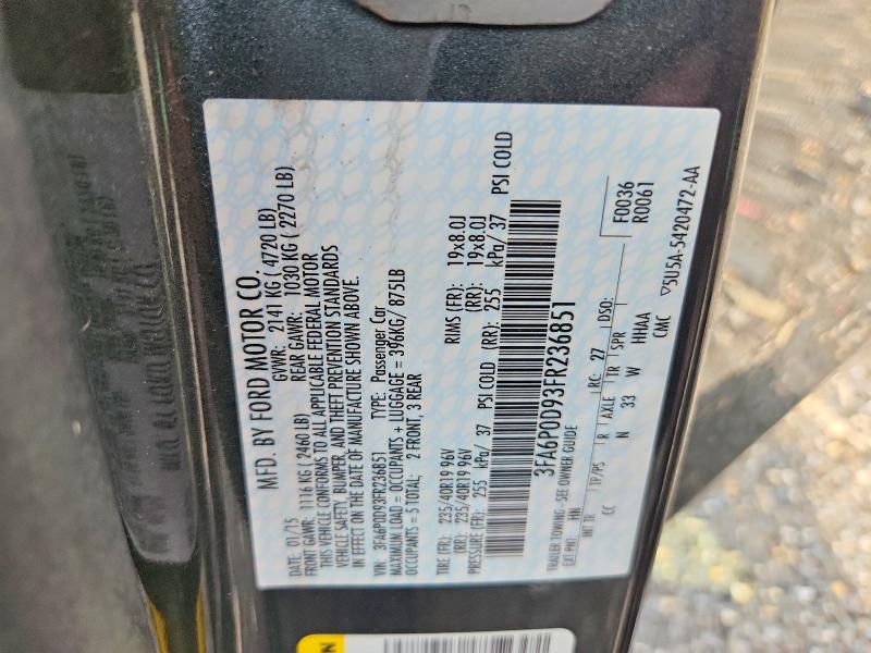 Aukcja sprzedaży 2015 Ford Fusion, vin: 3FA6P0D93FR236851, numer aukcji: 60149336