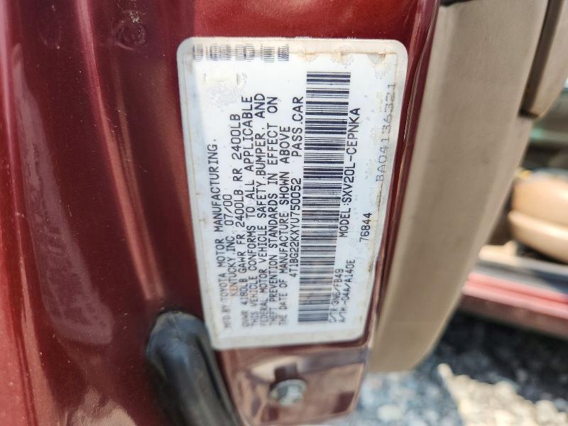Продажа на аукционе авто 2000 Toyota Camry, vin: 4T1BG22KXYU750052, номер лота: 62790426