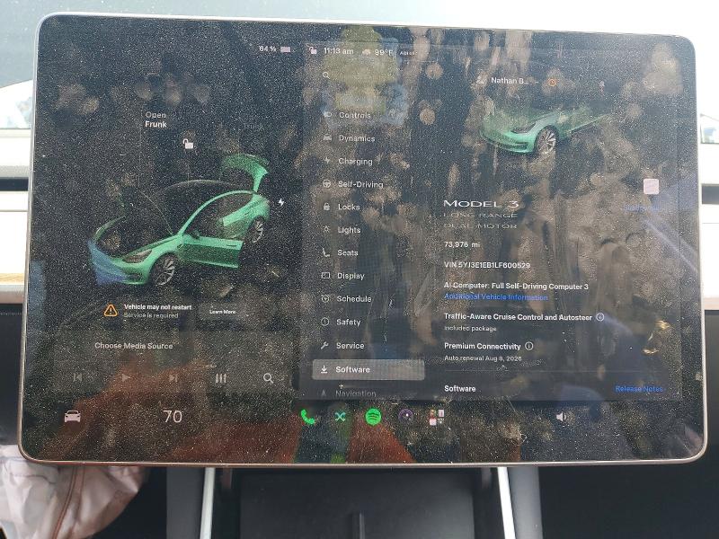 Aukcja sprzedaży 2020 Tesla Model 3, vin: 5YJ3E1EB1LF600529, numer aukcji: 62832956