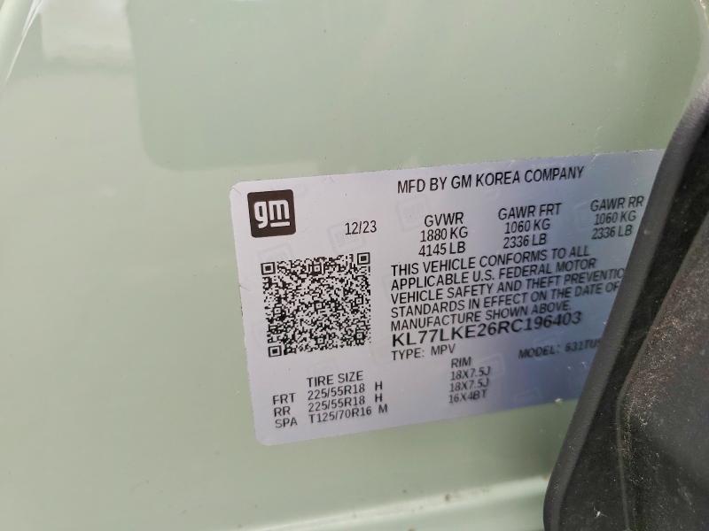 Продаж на аукціоні авто 2024 Chevrolet Trax, vin: KL77LKE26RC196403, номер лоту: 63009436