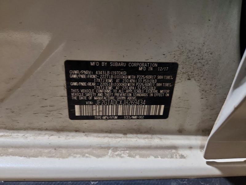 Aukcja sprzedaży 2018 Subaru Crosstrek, vin: JF2GTADCXJH269434, numer aukcji: 60159026