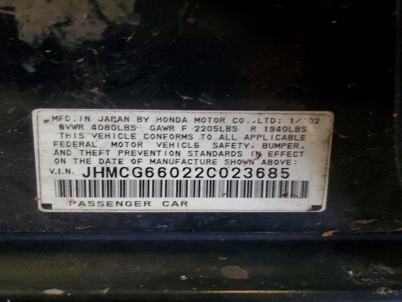Aukcja sprzedaży 2002 Honda Accord, vin: JHMCG66022C023685, numer aukcji: 59893836