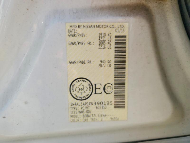 62140746 :رقم المزاد ، 1N4AL3AP1FN390195 vin ، 2015 Nissan Alitma مزاد بيع