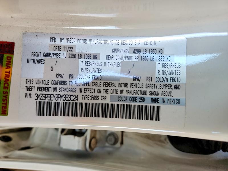 Продаж на аукціоні авто 2023 Mazda 3, vin: 3MZBPBEY8PM353024, номер лоту: 62002486