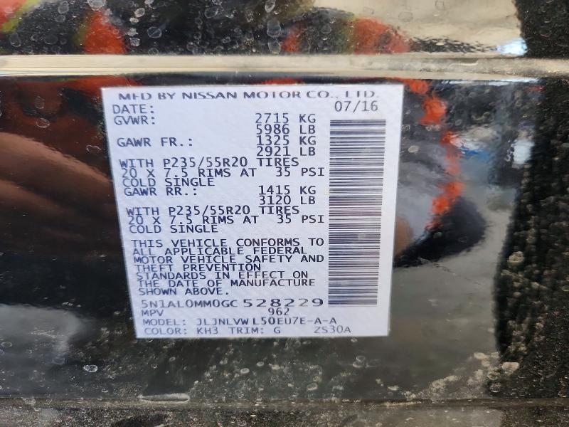 Aukcja sprzedaży 2016 Infiniti Qx60, vin: 5N1AL0MM0GC528229, numer aukcji: 62351166