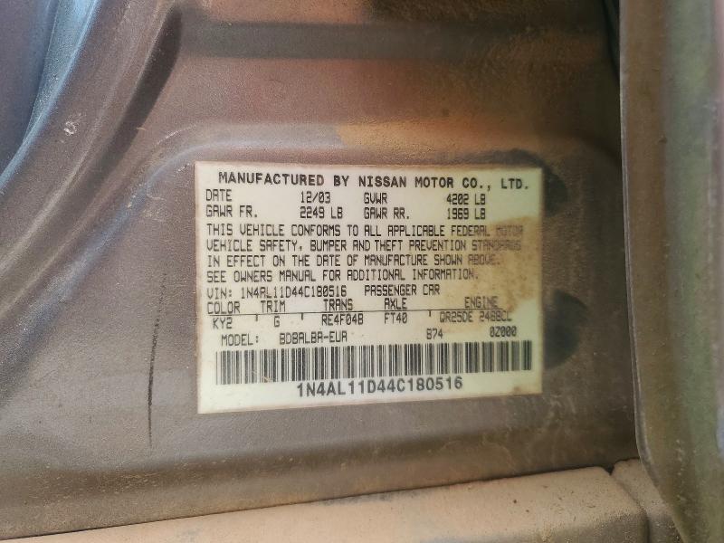 Продаж на аукціоні авто 2004 Nissan Altima, vin: 1N4AL11D44C180516, номер лоту: 62662366