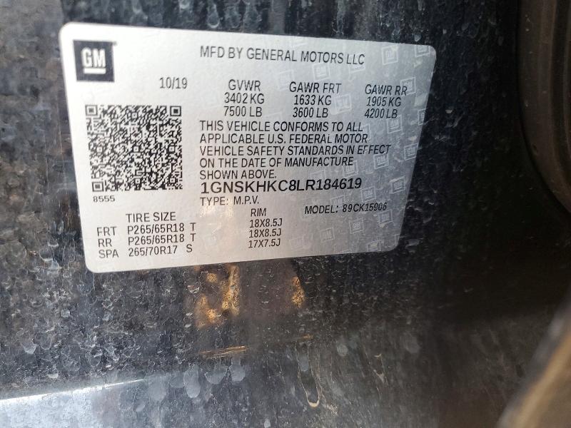 61316996 :رقم المزاد ، 1GNSKHKC8LR184619 vin ، 2020 Chevrolet Suburban مزاد بيع