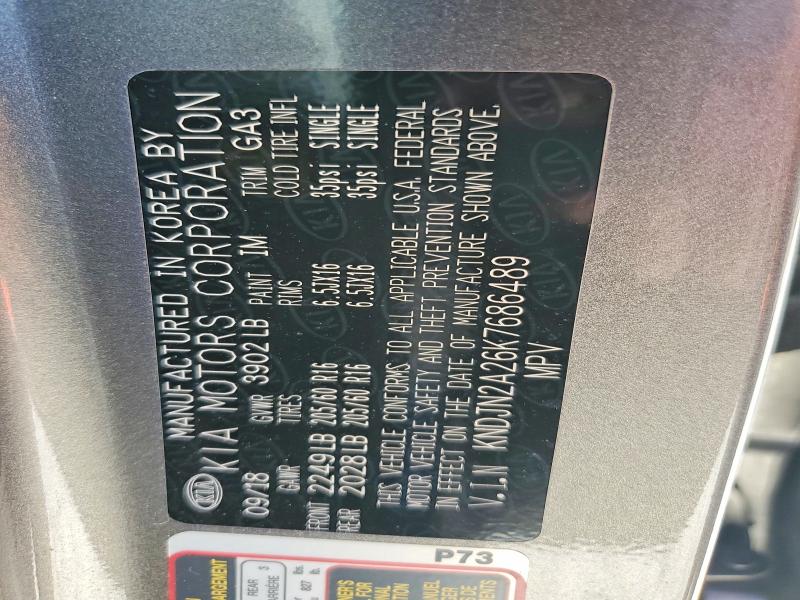 58588396 :رقم المزاد ، KNDJN2A26K7686489 vin ، 2019 Kia Soul مزاد بيع