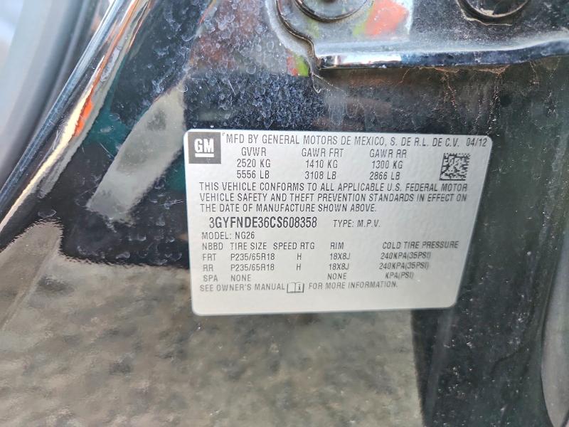 Auction sale of the 2012 Cadillac Srx, vin: 3GYFNDE36CS608358, lot number: 59384536