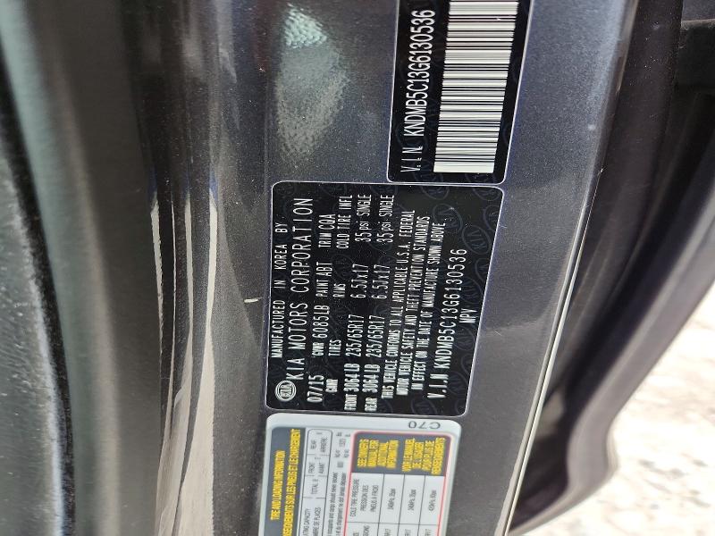 59707696 :رقم المزاد ، KNDMB5C13G6130536 vin ، 2016 Kia Sedona مزاد بيع