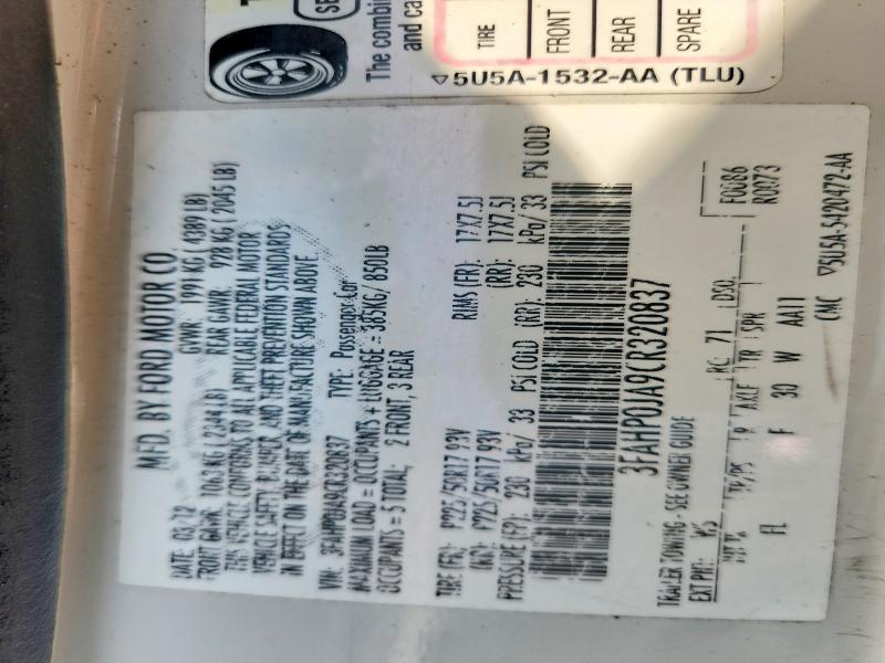 Продажа на аукционе авто 2012 Ford Fusion, vin: 3FAHP0JA9CR320837, номер лота: 62960406