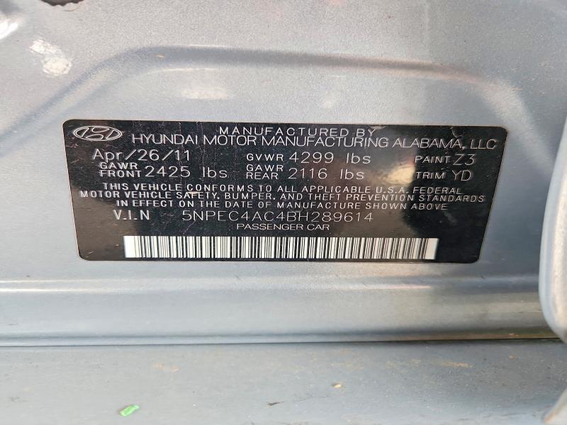 2011 Hyundai Sonata მანქანა იყიდება აუქციონზე, vin: 5NPEC4AC4BH289614, აუქციონის ნომერი: 63588446