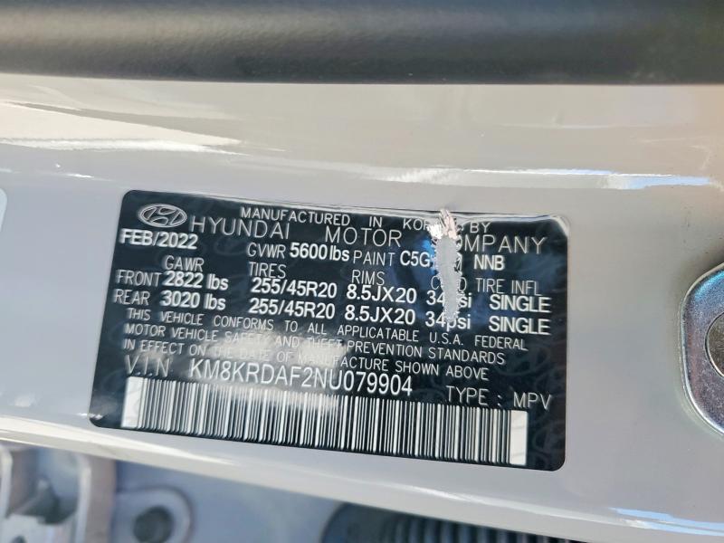 2022 Hyundai Ioniq 5 მანქანა იყიდება აუქციონზე, vin: KM8KRDAF2NU079904, აუქციონის ნომერი: 85793025