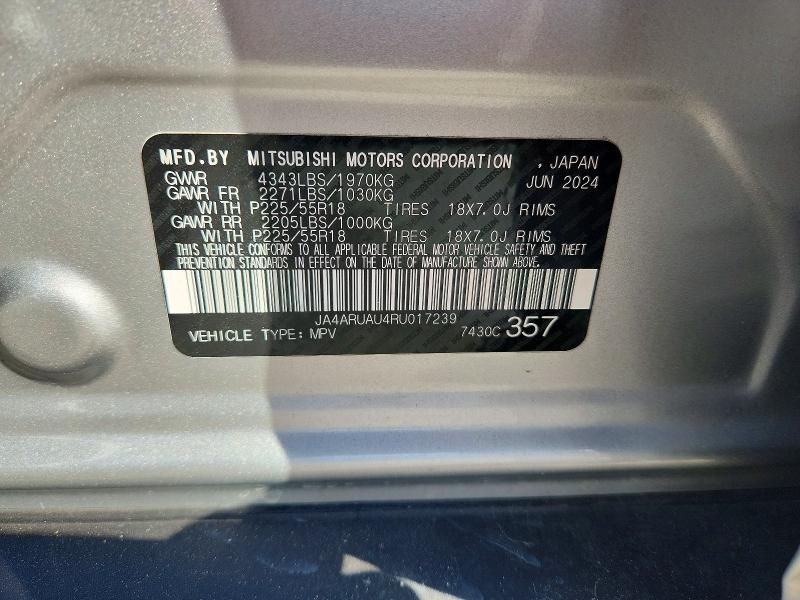 60009316 :رقم المزاد ، JA4ARUAU4RU017239 vin ، 2024 Mitsubishi Outlander Sport مزاد بيع