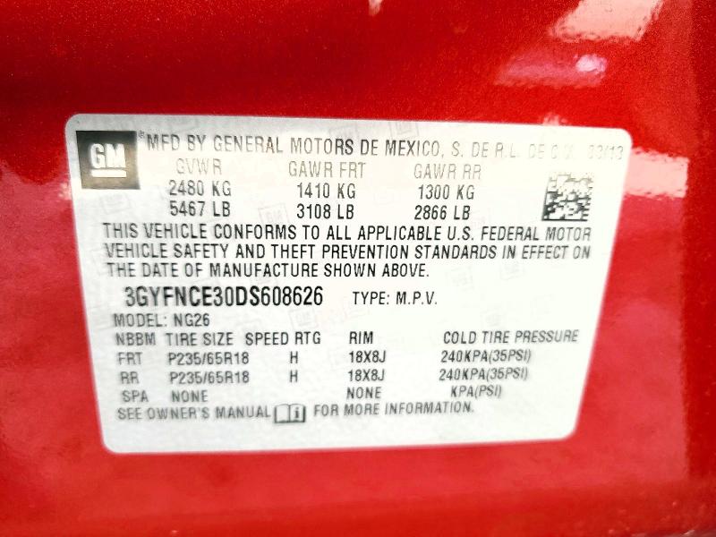 2013 Cadillac Srx მანქანა იყიდება აუქციონზე, vin: 3GYFNCE30DS608626, აუქციონის ნომერი: 59694386