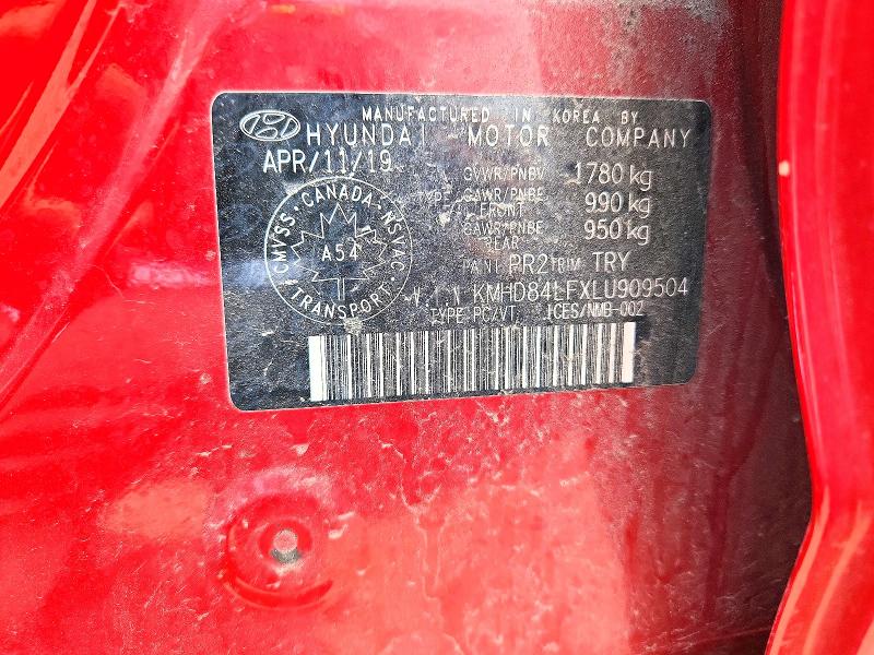 59221446 :رقم المزاد ، KMHD84LFXLU909504 vin ، 2020 Hyundai Elantra مزاد بيع