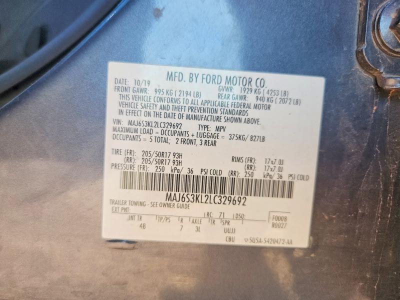 2020 Ford Ecosport მანქანა იყიდება აუქციონზე, vin: MAJ6S3KL2LC329692, აუქციონის ნომერი: 62042766