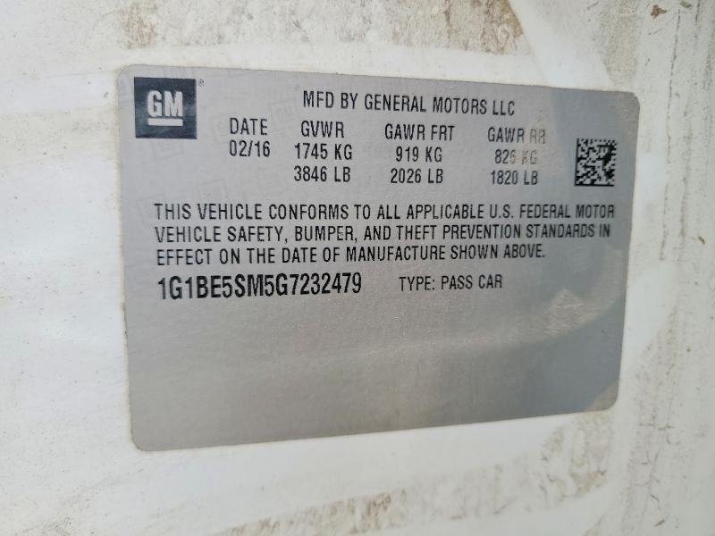 Продаж на аукціоні авто 2016 Chevrolet Cruze, vin: 1G1BE5SM5G7232479, номер лоту: 61430436