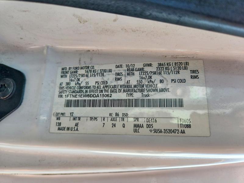 Продаж на аукціоні авто 2013 Ford Econoline, vin: 1FTNE1EW6DDA15062, номер лоту: 63164716