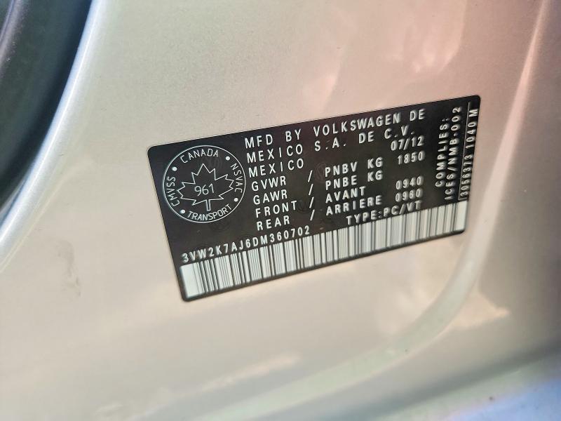 Продажа на аукционе авто 2013 Volkswagen Jetta, vin: 3VW2K7AJ6DM360702, номер лота: 56136016