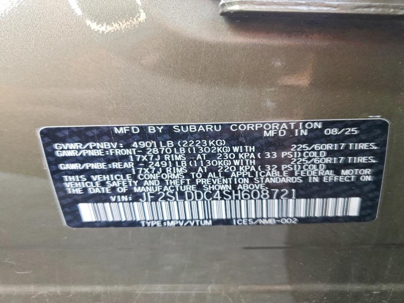 Aukcja sprzedaży 2025 Subaru Forester, vin: JF2SLDDC4SH608721, numer aukcji: 60856276