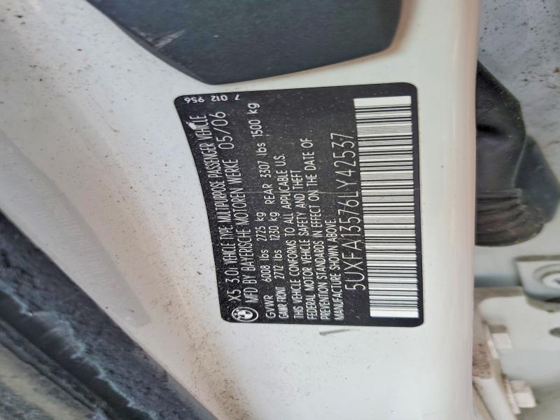 62817406 :رقم المزاد ، 5UXFA13576LY42537 vin ، 2006 Bmw X5 مزاد بيع