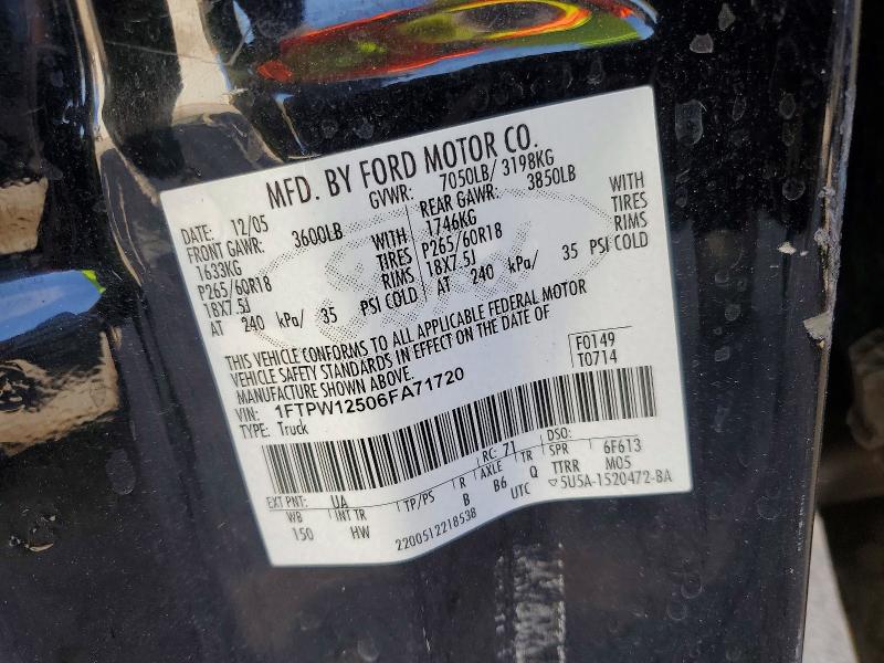 Aukcja sprzedaży 2006 Ford F150, vin: 1FTPW12506FA71720, numer aukcji: 63173386