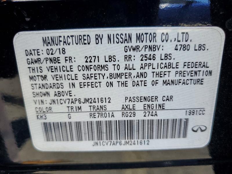 Aukcja sprzedaży 2018 Infiniti Q50, vin: JN1CV7AP6JM241612, numer aukcji: 62418256
