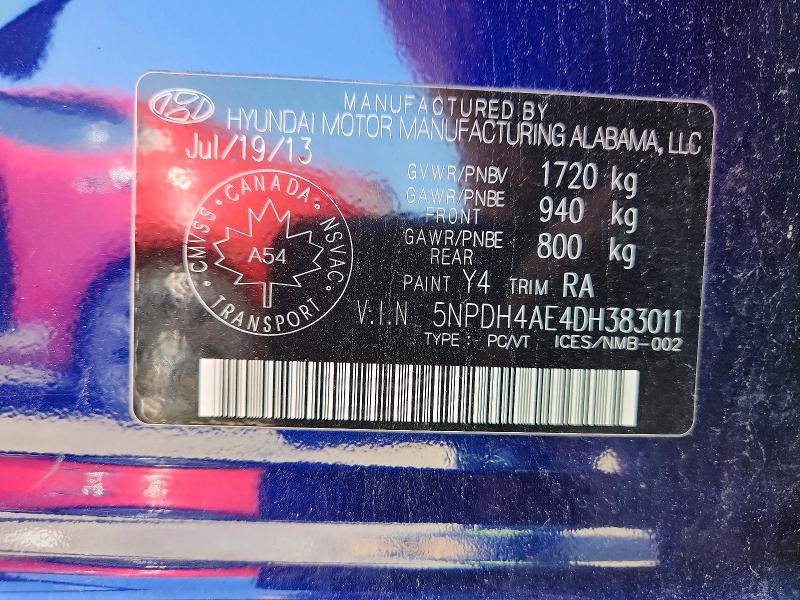 Продаж на аукціоні авто 2013 Hyundai Elantra, vin: 5NPDH4AE4DH383011, номер лоту: 61121236