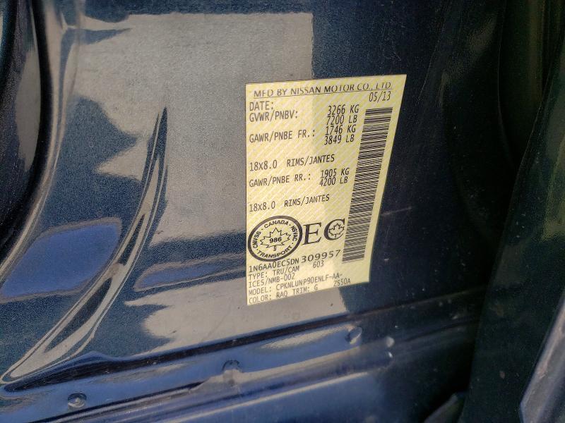 2013 Nissan Titan მანქანა იყიდება აუქციონზე, vin: 1N6AA0EC5DN309957, აუქციონის ნომერი: 63588986