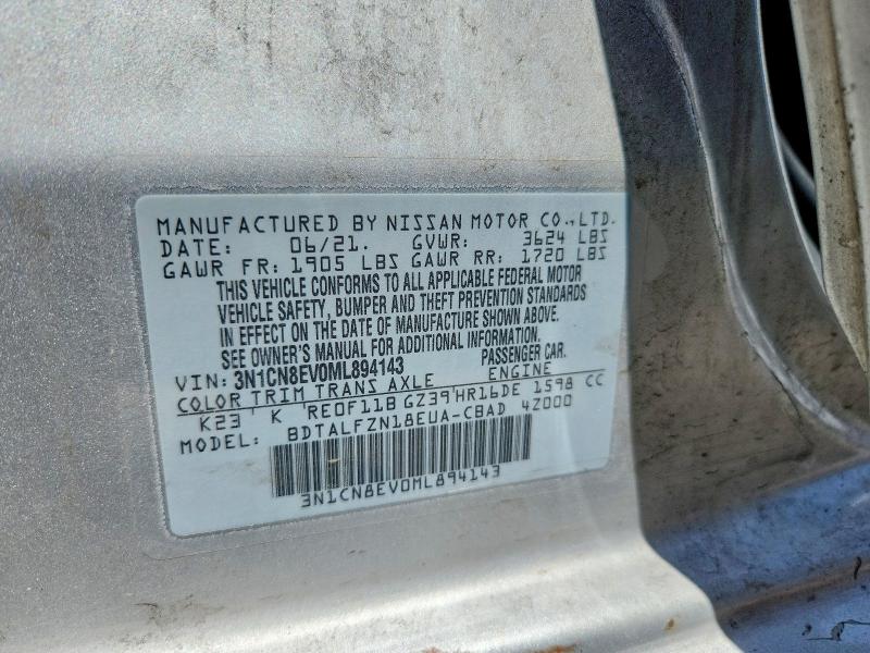Auction sale of the 2021 Nissan Versa, vin: 3N1CN8EV0ML894143, lot number: 61440086