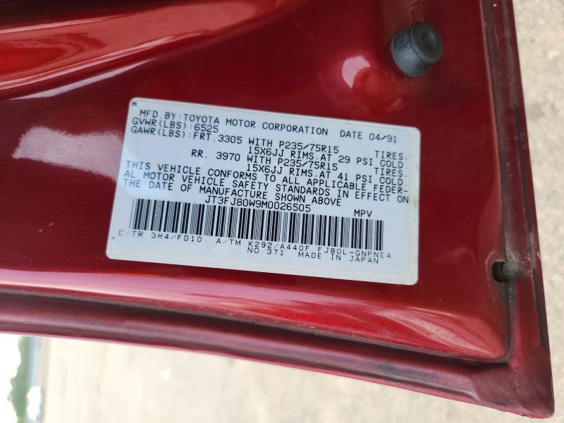 1991 Toyota Land Cruiser მანქანა იყიდება აუქციონზე, vin: JT3FJ80W9M0026505, აუქციონის ნომერი: 61068786