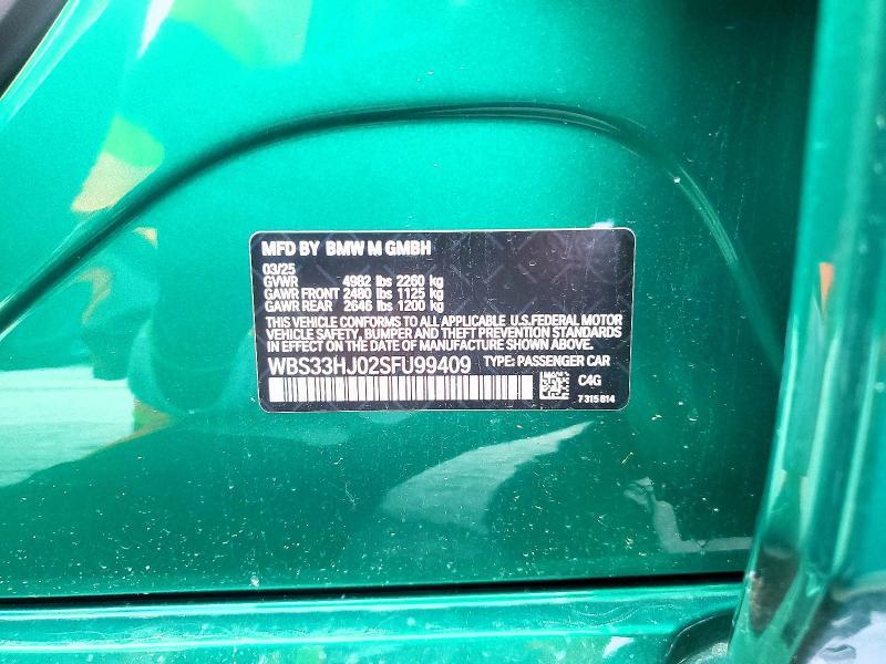 Aukcja sprzedaży 2025 Bmw M3, vin: WBS33HJ02SFU99409, numer aukcji: 63321156
