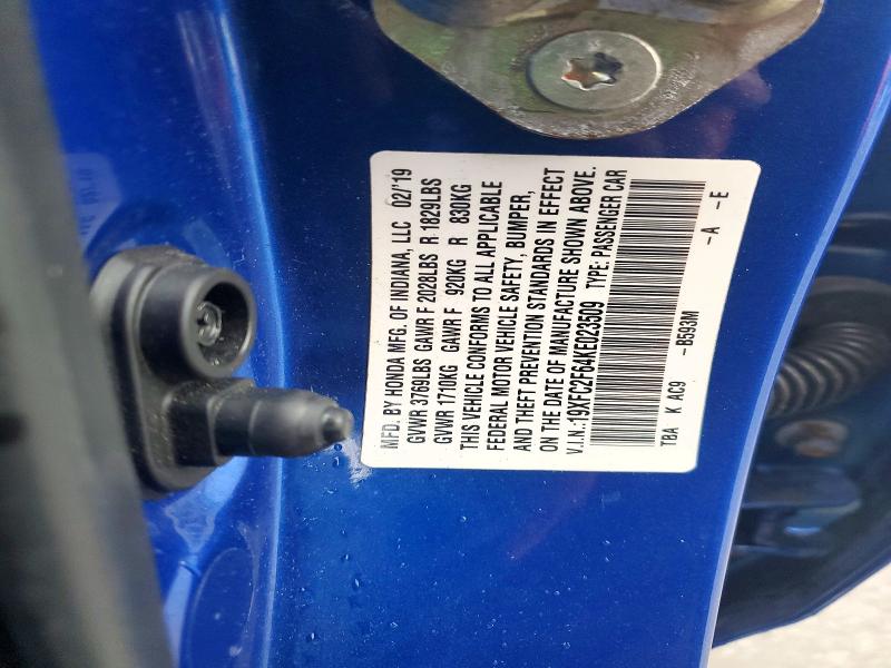 Продажа на аукционе авто 2019 Honda Civic, vin: 19XFC2F64KE023509, номер лота: 60279446