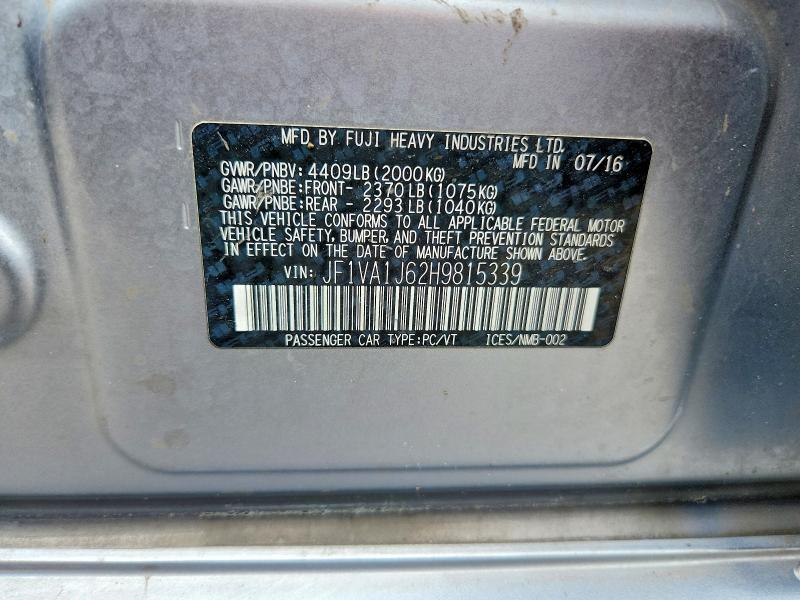 Продаж на аукціоні авто 2017 Subaru Wrx, vin: JF1VA1J62H9815339, номер лоту: 61733026