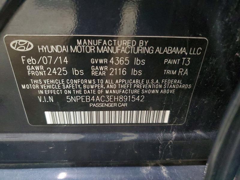 Aukcja sprzedaży 2014 Hyundai Sonata, vin: 5NPEB4AC3EH891542, numer aukcji: 61380106