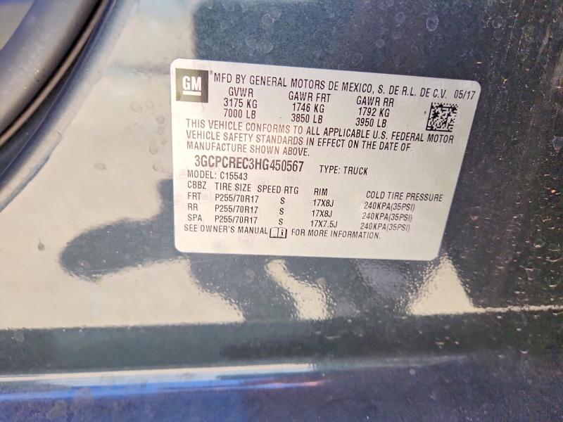 Продажа на аукционе авто 2017 Chevrolet Silverado, vin: 3GCPCREC3HG450567, номер лота: 62975136