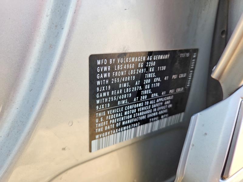 58932936 :رقم المزاد ، WVGBV7AX4GW057982 vin ، 2016 Volkswagen Tiguan مزاد بيع