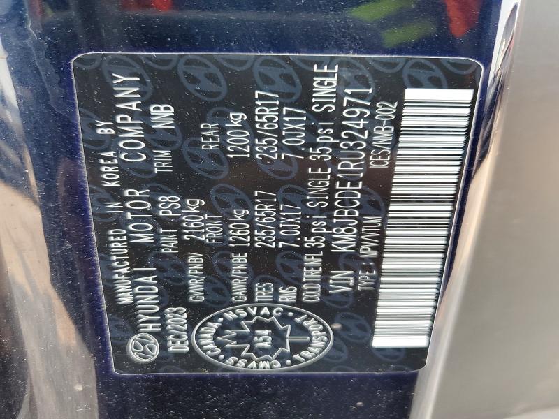 60141086 :رقم المزاد ، KM8JBCDE1RU324971 vin ، 2024 Hyundai Tucson مزاد بيع