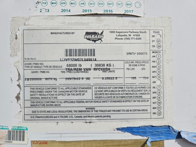 Продаж на аукціоні авто 2007 Wabash 53'trailer, vin: 1JJV532W07L049614, номер лоту: 62956506