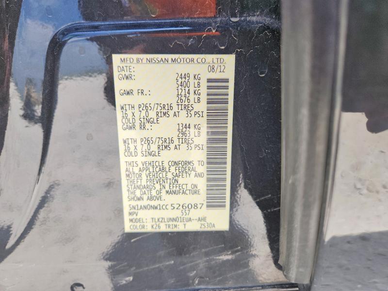 63177336 :رقم المزاد ، 5N1AN0NW1CC526087 vin ، 2012 Nissan Xterra مزاد بيع
